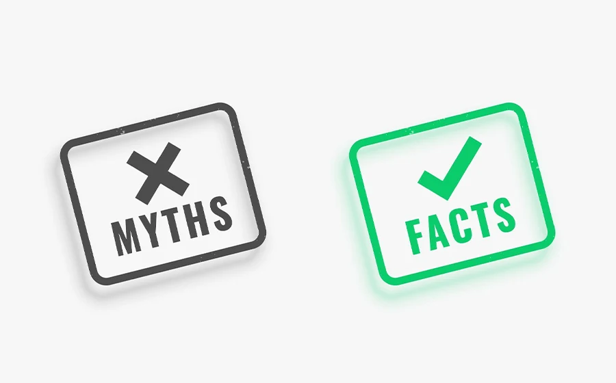 Liposuction myths vs facts illustration showing misconceptions and truths about fat removal