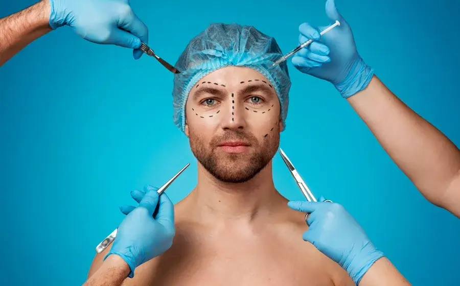 Facial cosmetic surgery procedure for men highlighting male aesthetic trends in India.