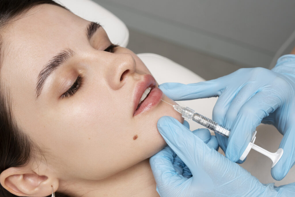 close up woman getting lip fillers 1